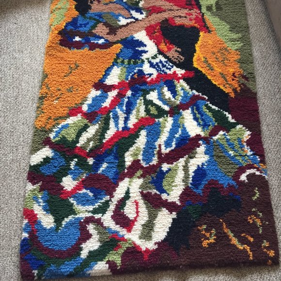 VINTAGE SCANDINAVIAN MULTICOLOR WOOL TAPESTRY WALL HANGING - Picture 4 of 9